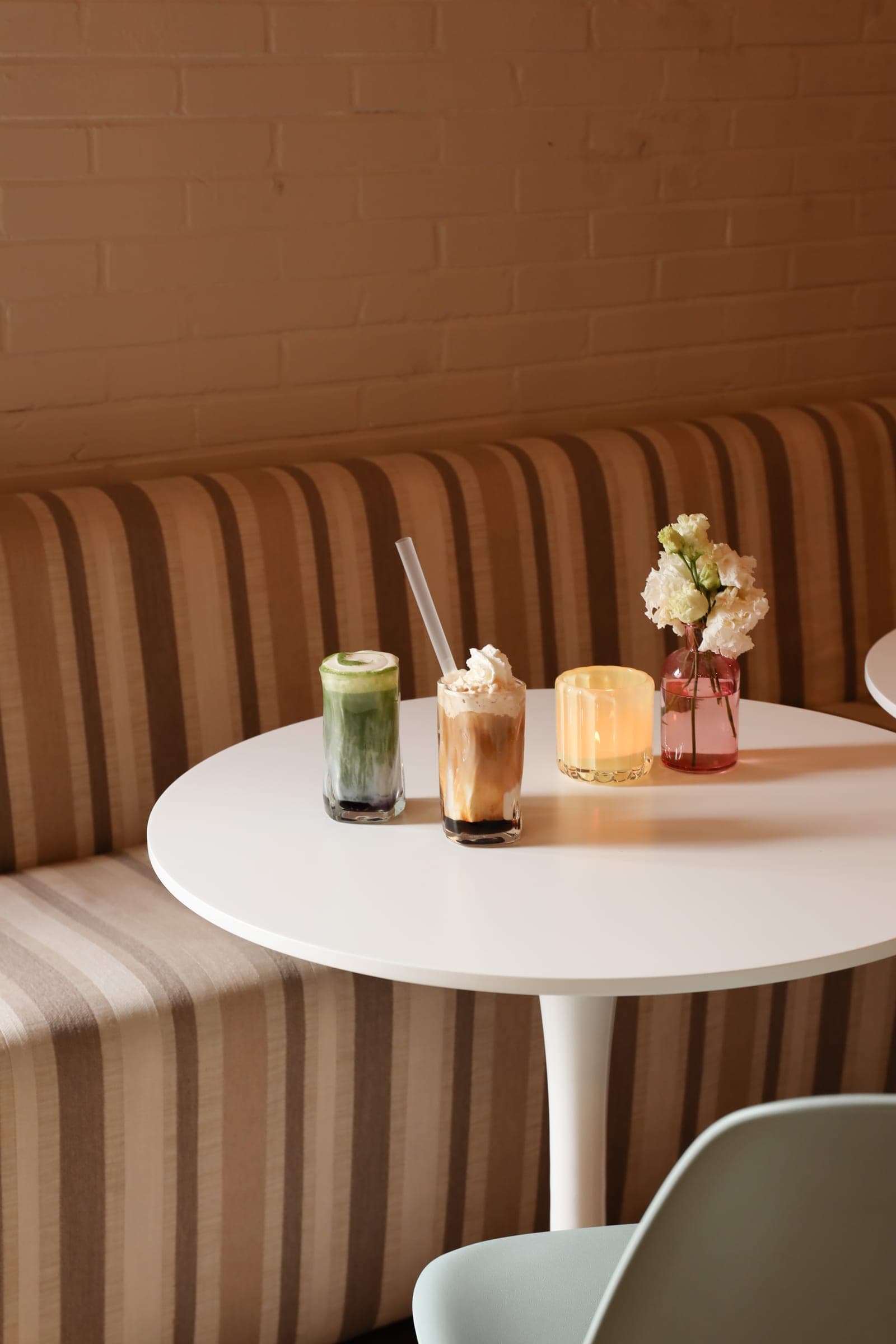 Matcha latte en iced coffee